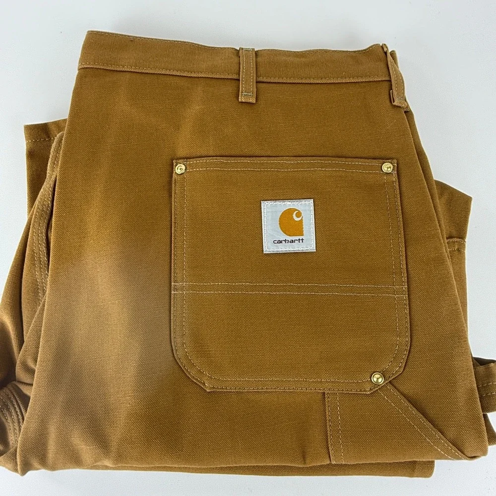 Carhartt 62W Double Front Work Dungaree Brown Duck Pants 46x32‎ USA NWT NOS